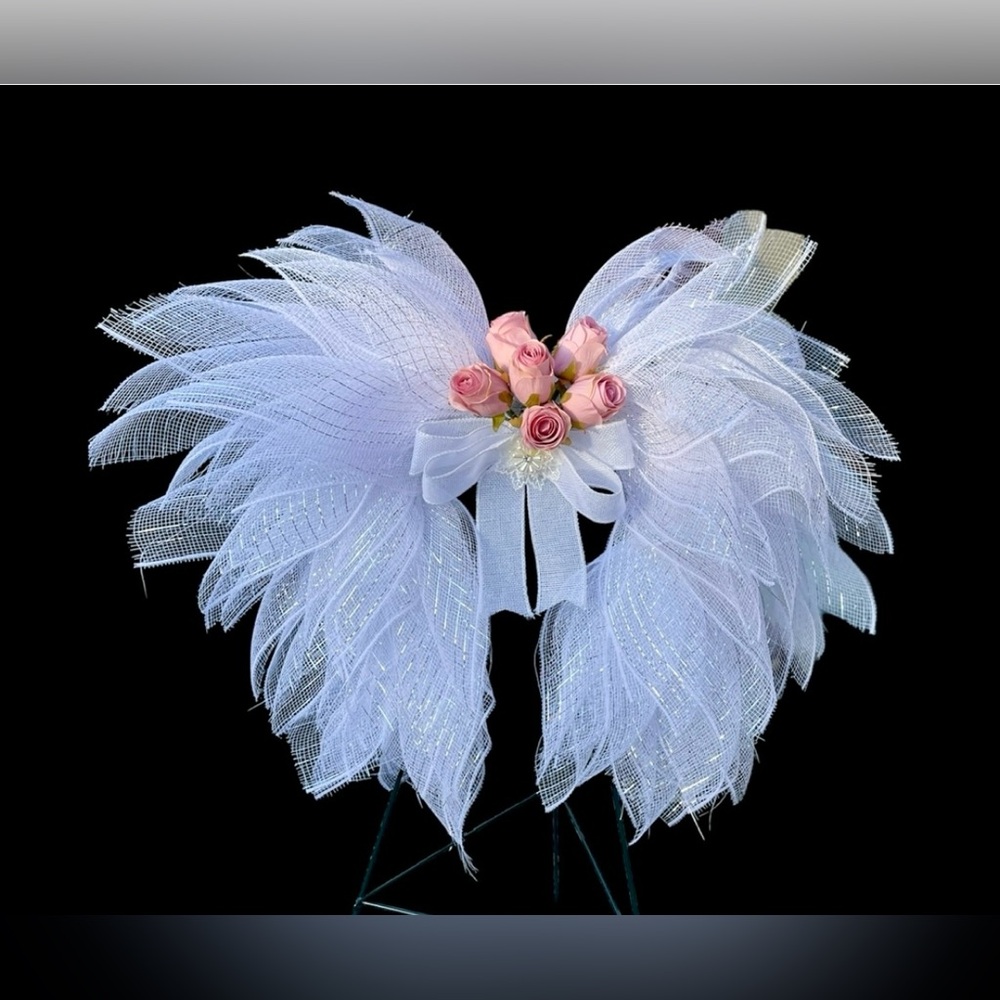Elegant White and Pink Angel Wings Wall Decor